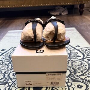 Givenchy Black Leather Sandals with Logo Strap